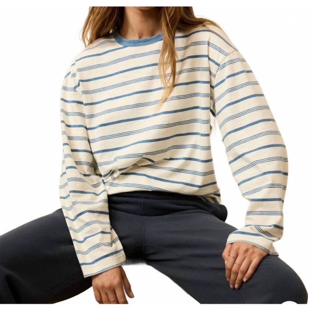 Sunwashed retro striped tee in Indigo NWT